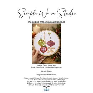 Merry & Bright Christmas Cross Stitch Pattern Chart Ornaments